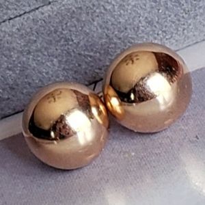 18K 10mm solid Gold Earrings Balls
